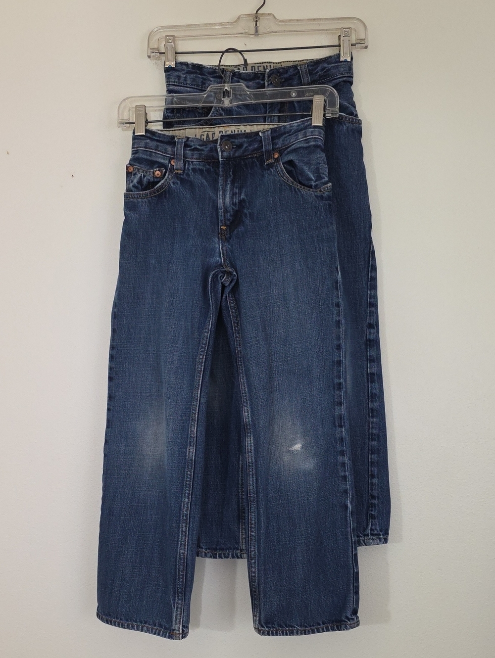 GAP 2 Pair Blue 100% Cotton Distressed Faded Straight Leg Jeans Kid Slim 10